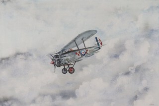 **Phil May (British, b.1925), "Bristol Bulldog Mk II", watercolour with ink and gouache, signed and titled, 30.5cm x 46cm, within an aluminium frame. **Please note that Artists Resale Rights may be payable on this lot
