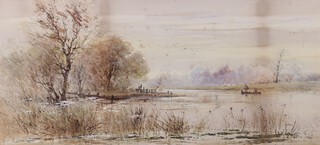 Arderne Clarence (South African/British, 1882-1966), "Plachett Park, Sussex, Summer", early 20th century watercolour with bodycolour, signed, 26cm x 57cm, within a titled mount and gilt composition frame.