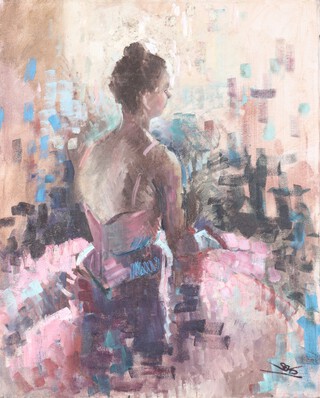 **Sherree Valentine-Daines (British, b.1959), Female Ballet Dancer, oil on canvas, signed with initials, 50.5cm x 41cm.**Please note that Artists Resale Rights may be payable on this lot