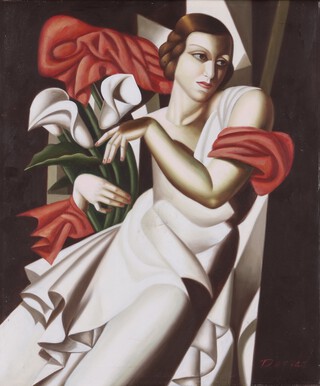 Depple, after Tamara de Lempicka, Portrait of Ira Perrot, oil on canvas, signed, 61cm x 51cm.	