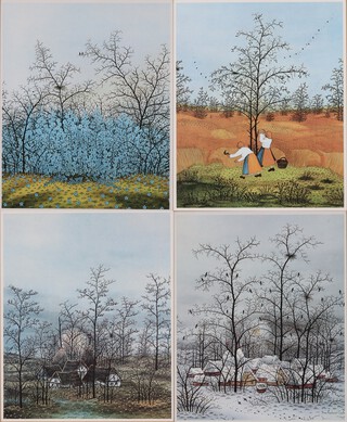 **Ivan Lackovic Croata (1932-2004), "The Four Seasons", four 20th century colour prints, each 27cm x 22cm, all within matching aluminium frames.**Please note that Artists Resale Rights may be payable on this lot