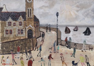 **Alan Furneaux (British, b.1953), "Porthleven", oil on board, signed recto, titled and dated 2014 verso, 27.5cm x 39cm.**Please note that Artists Resale Rights may be payable on this lot