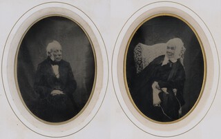A pair of 19th century daguerreotype portraits of Sarah Slingsby of Carleton House, Yorkshire and her brother Frank Grindlay of Liverpool, each 11.5cm x 9cm, within Hogarth style frames. Note: Sarah Slingsby was the mother of William and John Slingsby who founded the Carleton Mill in North Yorkshire.