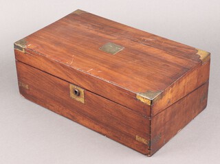 A Victorian mahogany and brass banded writing slope 15cm x 40cm x 23cm
