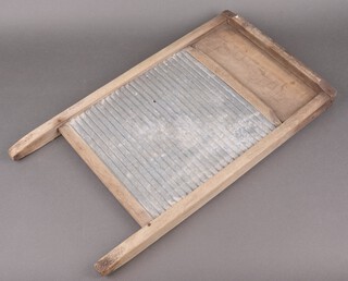 A Special wooden and galvanised metal washboard 58cm x 33cm 