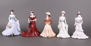 Three Coalport Ladies of Fashion figures - Jenny, Joan and Victoria together with a signed limited edition Coalport figure Eugenie First Night at The Opera and 1 other signed limited edition figure Golden Age Charlotte a Royal Debut  