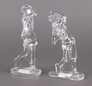 A pair of Waterford Crystal figures of lady and gentleman golfers 17cm 