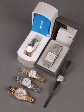 A lady's Lorus wristwatch boxed, a Limit quartz wristwatch boxed, a Bulova wristwatch and 3 other wristwatches 