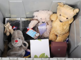 A yellow teddy bear with articulated limbs 43cm, a Millwheel limited edition bear Charlie, a Bears of Steiff Bear Ears, 2 Merrythought limited edition bears Hope boxed and with certificates, etc 