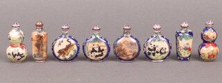Eight various 20th Century Chinese miniatured cloisonne enamelled snuff bottles 