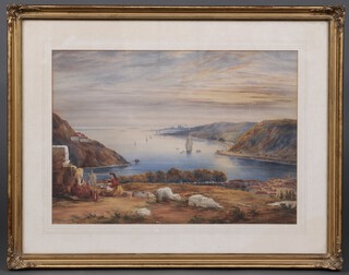 M W Page, watercolour "Oporto", signed and dated 1851, 39cm x 55cm