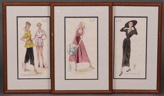Four Croquis Elegants coloured fashion prints 31cm x 16cm 