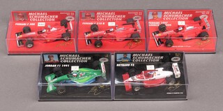Five Paul's Model Art 1:42 scale Michael Schumacher Collection cars, all boxed 