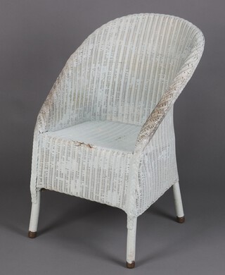 A turquoise painted Loom back chair 
