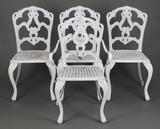 A set of 4 Victorian style white painted aluminium garden chairs (2 carvers, 2 standard) 