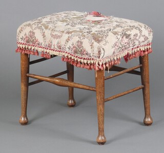A rectangular beech stool on tub supports 50cm h x 54cm w x 38cm d 