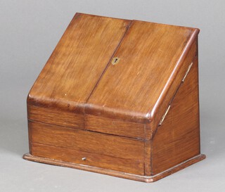 A Victorian mahogany stationery box with stepped interior, the base fitted a drawer 24cm h x 30cm w x 18cm d 