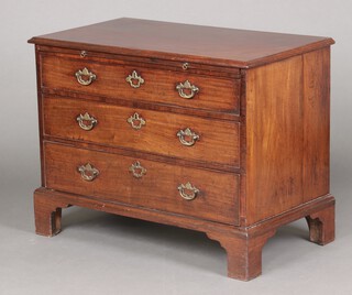 A Georgian mahogany chest with brushing slide above 3 drawers, raised on bracket feet 72cm h x 96cm w x 53cm d 
