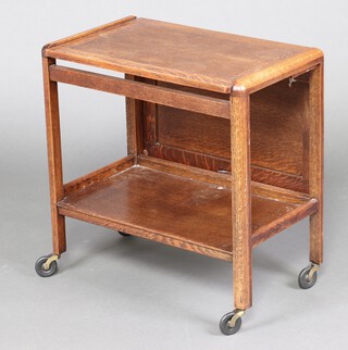 A 1930's Art Deco drop flap 2 tier tea trolley/table 68cm h x 66cm w x 32cm d 