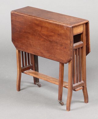 A Victorian mahogany Sutherland table raised on square supports 60cm h x 60cm w x 17cm 