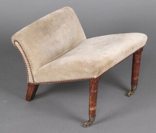 A 19th century mahogany gout stool upholstered in suede 32cm h x 41cm w x 50cm d 