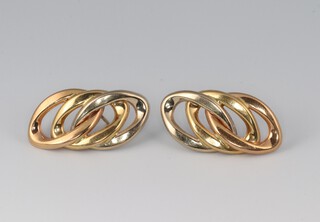 A pair of 18ct 3 colour gold earrings, 4.8g