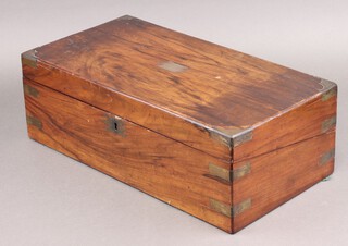A Victorian brass bound mahogany writing slope with hinged lid, the top with brass panel marked Frederick W Burton from The Victor 24th April 1889, 16cm h x 50cm x 26cm d 