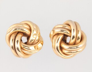 A pair of 9ct gold knot earrings, 2.9g