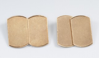 A pair of 9ct gold cufflinks with engine turned decoration, 6.8g
