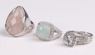 Three silver costume rings 