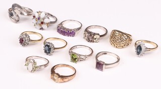 Twelve various silver dress rings, gross weight 42g 