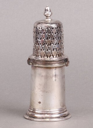 A Continental white metal sugar caster with acorn finial 14cm 