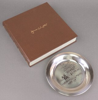 A James Wyeth 1974 limited edition Sterling silver platter "Riding To Hounds" 20cm, by John Pinches, 178g, boxed and with certificate 