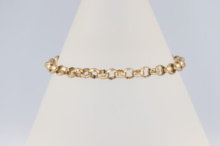A 9ct gold belcher link bracelet, 16cm, 6g