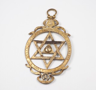 Thomas Harper, a gilt metal Masonic Royal Arch jewel, marked Thomas Harper Fleet Street Fecit AD 1797, name erased to the top bar of the Star of David 5cm 