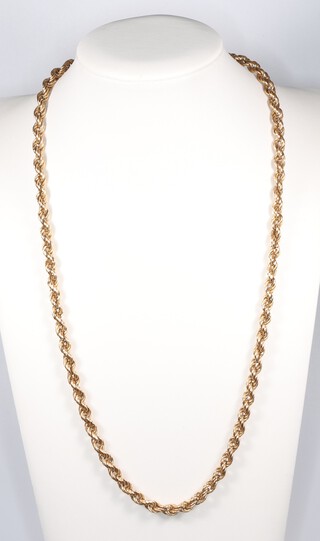 A 9ct gold rope twist chain, 54cm, 14g