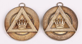 Two silver gilt Masonic Royal Arch chapter past Z's collar jewels 162 grams