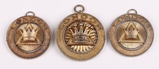 Three silver gilt Masonic Royal Arch London Grand Chapter Rank collar jewels, 110 grams