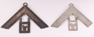 Two silver Masonic past masters collar jewels, 125 grams 