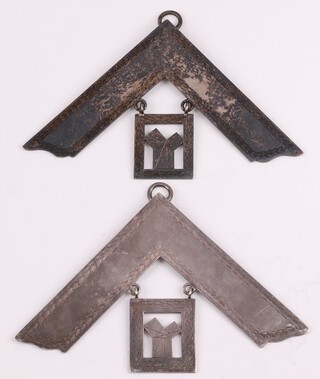 Two silver Masonic past masters collar jewels, 138 grams 