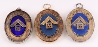 Three silver Masonic London grand rank collar jewels, 124 grams 