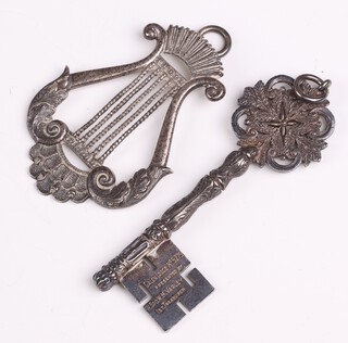 Two silver Masonic officers collar jewels - Treasurer and Organist, 83 grams 