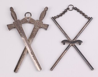 Two silver Masonic officers collar jewels - Assistant Director of Ceremonies and Inner Guard, 132 grams 
