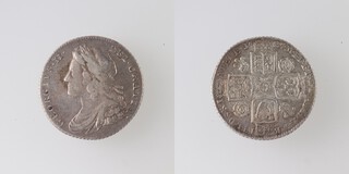 A George II shilling dated 1727, roses and plumes, S.3698