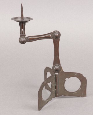 A 19th century Japanese folding bronze candlestick 18cm 