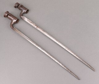 An 18th century socket bayonet, the 39cm blade marked GS and crown, together with 1 other 