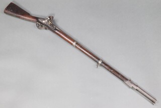 An early 19th century Swiss flintlock musket, the 99cm barrel marked 5719, the lock marked Beuret Freres, Liege, walnut stock, iron mounts and ramrod, brass firing pan 