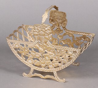 A pierced brass basket shaped log basket 39cm h x 44cm w x 24cm d 