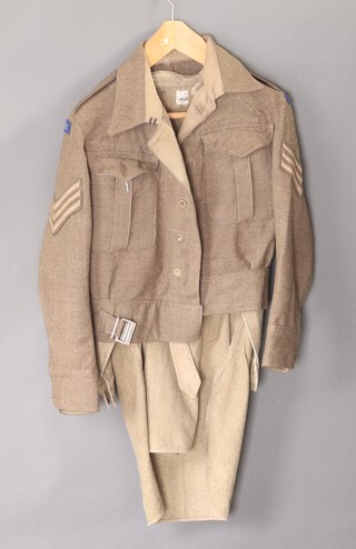 A 1942 Alfred Polikoff Army Education Corps sergeant's battle dress blouse and shirt 
