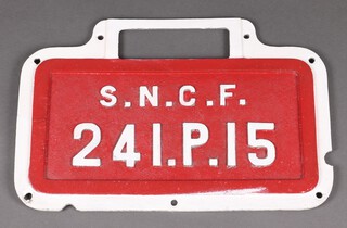 Of railway interest, a French S.N.C.F. cast metal locomotive plate no. 241.P.15 49cm x 59cm 